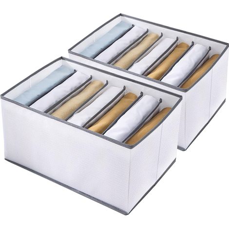 Set Aus 2 Extra Dicken Kleiderschubladen-organizern, 7 Fächer, Große Größe Mit Ablagen, Ideal Zur Aufbewahrung Von Kleidung Und Jeans.
