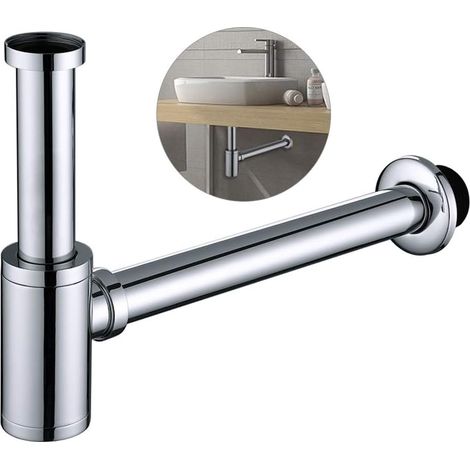 Universelles, Rohrförmiges Siphonwaschbecken Mit Geruchsabscheider, Höhenverstellbar, Edelstahl