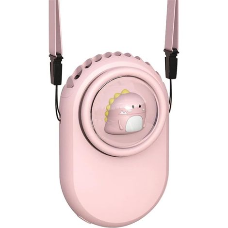 Tragbarer Nackenventilator, Kleiner Mini-ventilator Zur Luftkühlung (rosa Dinosaurier)