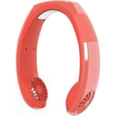 Tragbarer, Per Usb Aufladbarer Nackenventilator Für Sport Und Freizeit (rot)