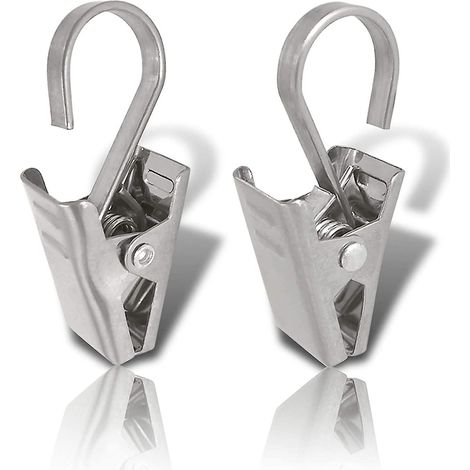 Packung Mit 100 Flachen Und Breiten Duschvorhangclips Aus Silberfarbenem Edelstahl.