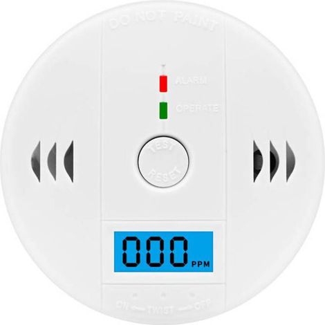 Gaswarngerät Kohlenmonoxidmelder Batteriebetriebener Co-melder Mit Lcd-display Und Sprachwarnung – Weiß