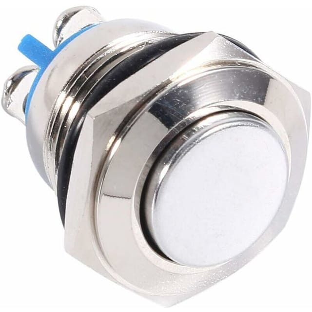 [NEUWERTIG] Druckknopfschalter, 12 V, 16 mm, wasserdicht, für Auto, Fahrzeug, Metall, momentaner Druckknopf zum Ein-/Ausschalten der Hupe – INHHUB