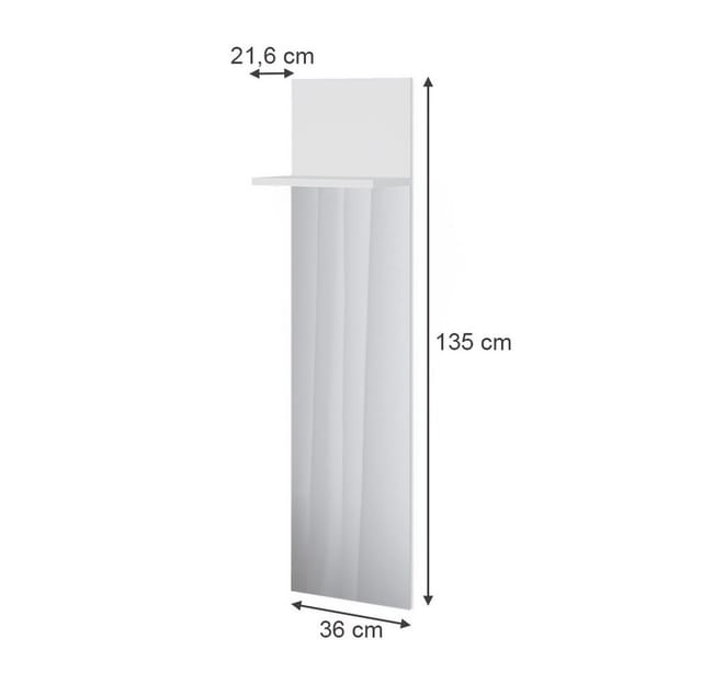 Wandgarderobe Siri, Weiß, 36 x 135 cm mit Spiegel, Vicco