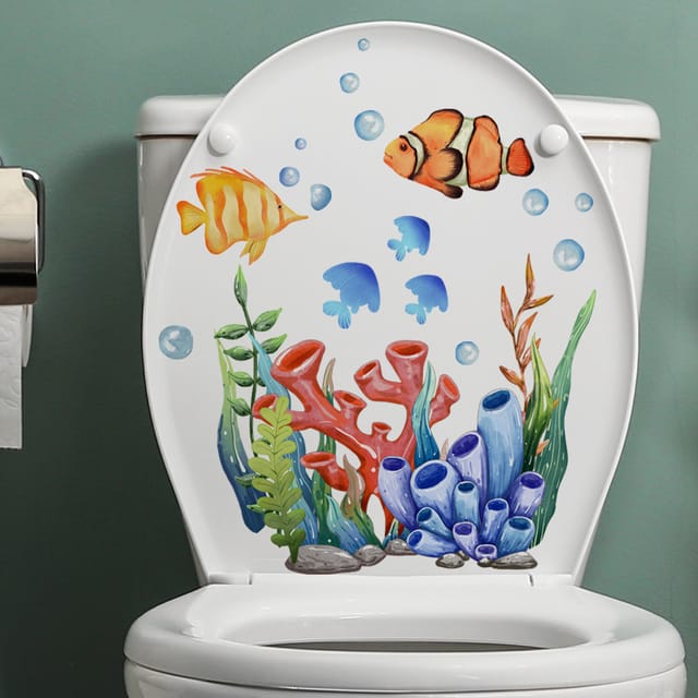 Lntyq - Unterwasser-Toilettendeckel-Aufkleber, wasserfest, abnehmbar, WC-Sitz-Aufkleber für Badezimmer, wc, Toilette, Toilettendekoration