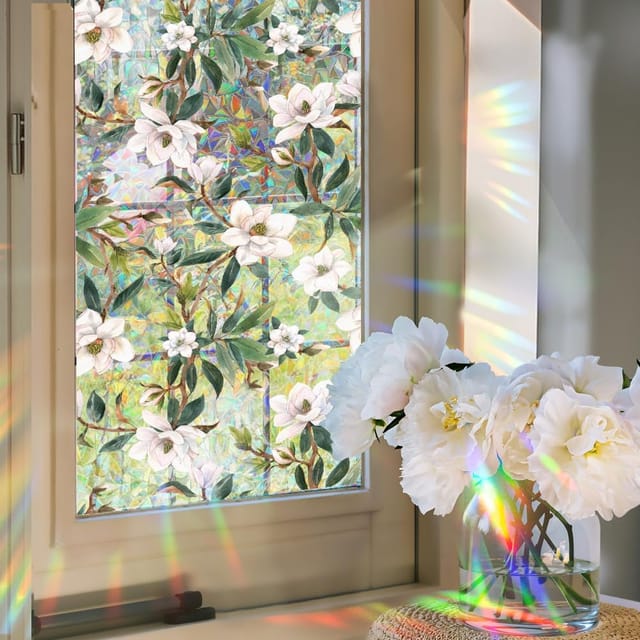 Lntyq - Fensterfolie, Sichtschutz, Fensterglas-Aufkleber, blickdicht, dekorative Buntglas-Fensterfolie, bunte, verdunkelnde, getönte Fensterfolie für