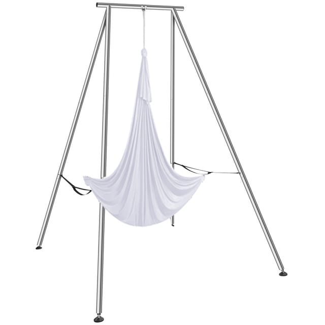 Aerial Yoga Rahmen & Yoga Hängematte,3,9 M Hoch,professioneller Yoga Schaukelständer,kommt Mit 5,7 M Aerial Hängematte,max. 260 Kg Tragkraft,yoga Rig Für Aerial Yoga Drinnen Und Draußen,weiß - Mophorn