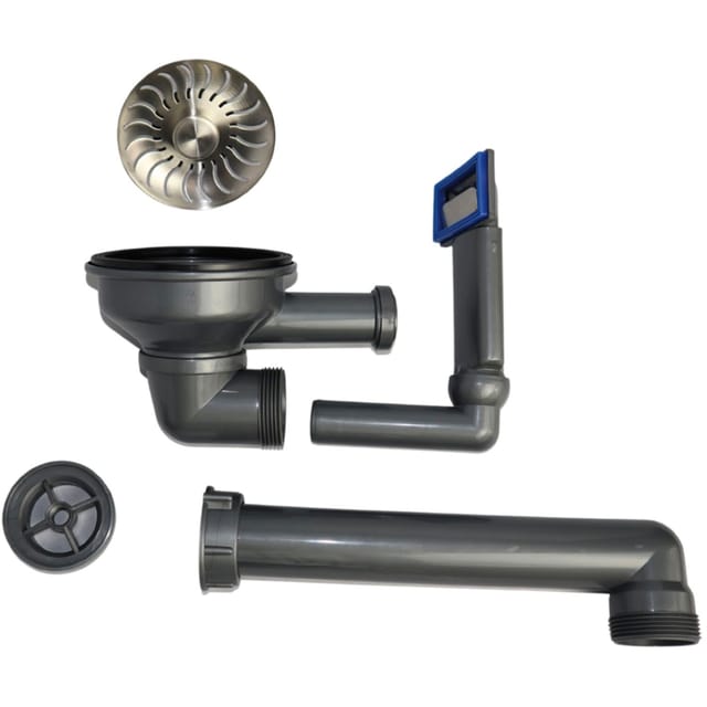 Ablaufgarnitur für Küchenspülen + Siebkorbventil CAPP50519, Kunststoff/Edelstahl - Caressi