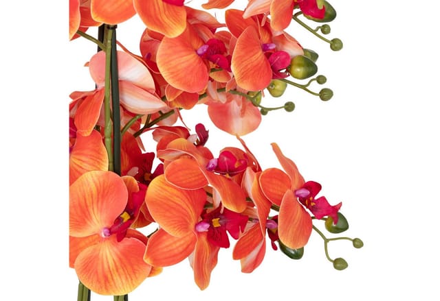 Atmosphera - Künstliche Orchidee im Topf Sanae Orangefarbener Zementtopf H65cm créateur d'intérieur