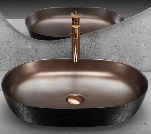 REA - aufsatzwaschbecken cleo 61 brush copper black
