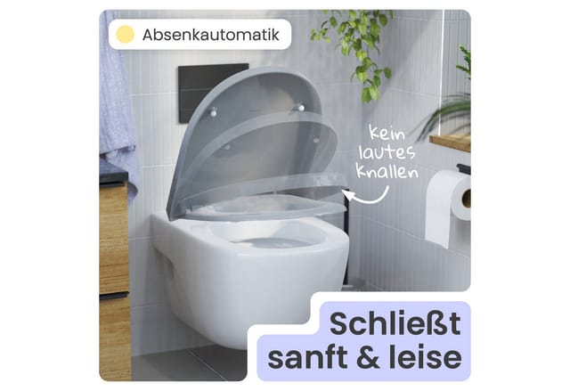 Instmaier - Duroplast WC-Sitz manhattan grey, D-Form Premium, mit Absenkautomatik und Schnellverschluss
