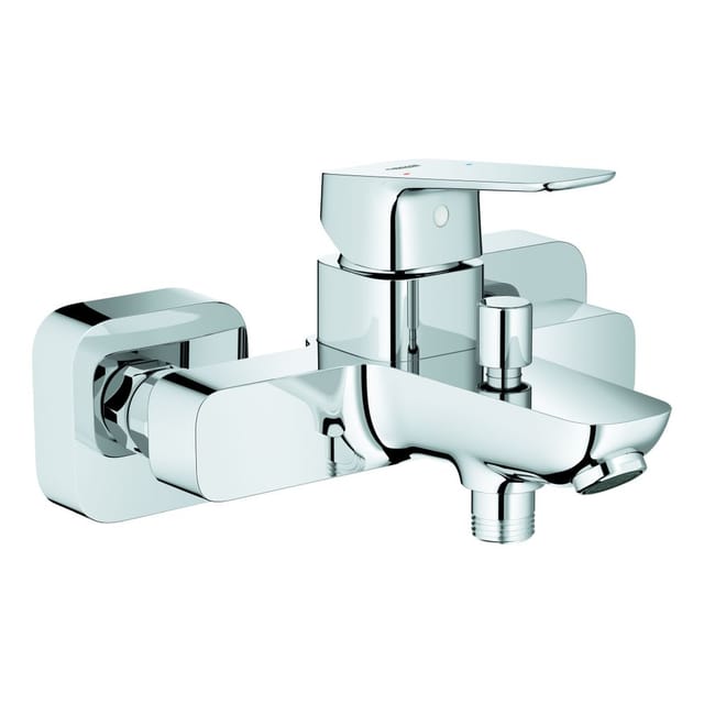 Cubeo Einhand-Wannenbatterie Chrom, Wandmontage mit S-Anschlüssen und Wandrosette - Grohe