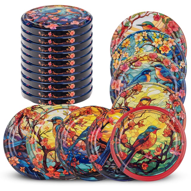 Deckel fi82 10er Pack Vögel Buntglas TO-82 - Kadax