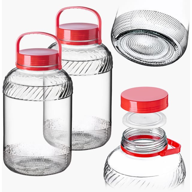 Einmachglas 8 l Glasgefäß mit Deckel und Griff zum Einlegen von Kohl Paket 2 - Kadax