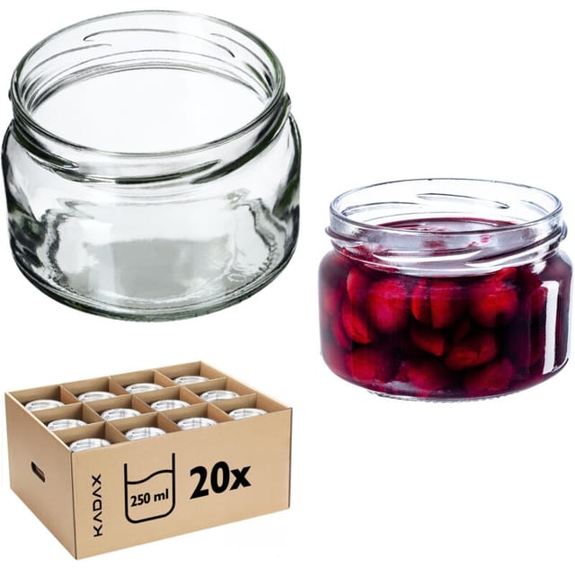Kadax - 20er-Set kleine Marmeladengläser mit Deckel - 250 ml - luftdicht - zum Verschenken - für Honig