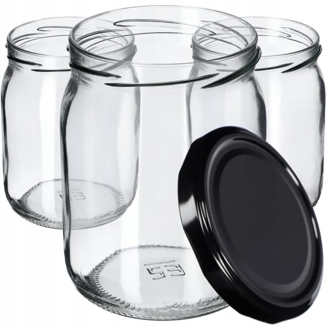 Kadax - Marmeladengläser mit Schraubdeckel - 540 ml - schwarz - 16 Stück