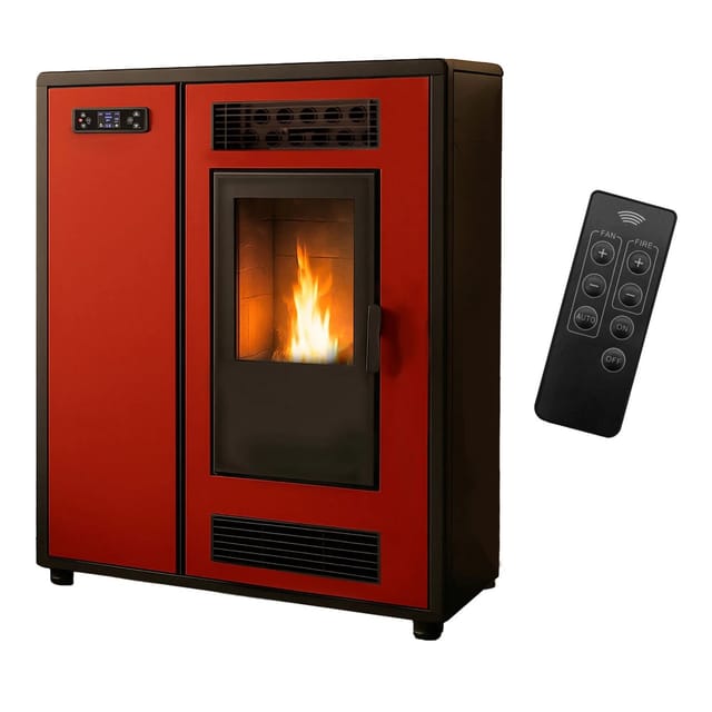 Sannover - Luft- Pelletofen Slim Astral 12,2 kW Bordeaux