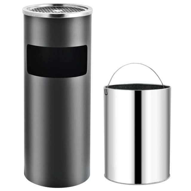 Standaschenbecher 30 l Stahl Grau Vidaxl