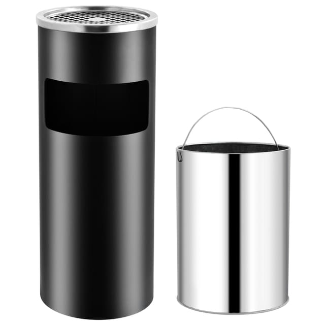 Standaschenbecher 30 l Stahl Schwarz Vidaxl