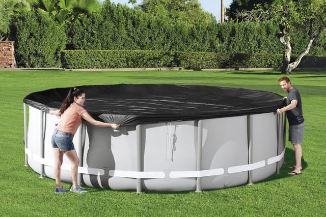 Poolabdeckung Flowclear ø 488 cm rund schwarz - Bestway