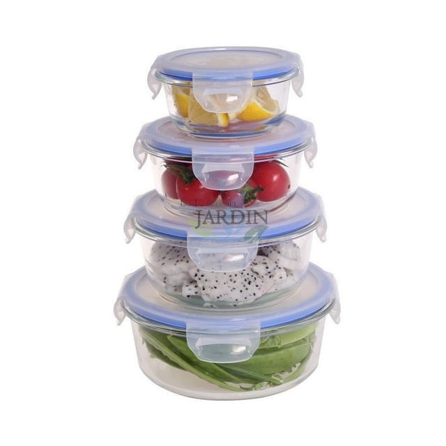 Suinga - Set mit 4 runden Brotdosen aus Glas 210, 400, 650 und 950 ml