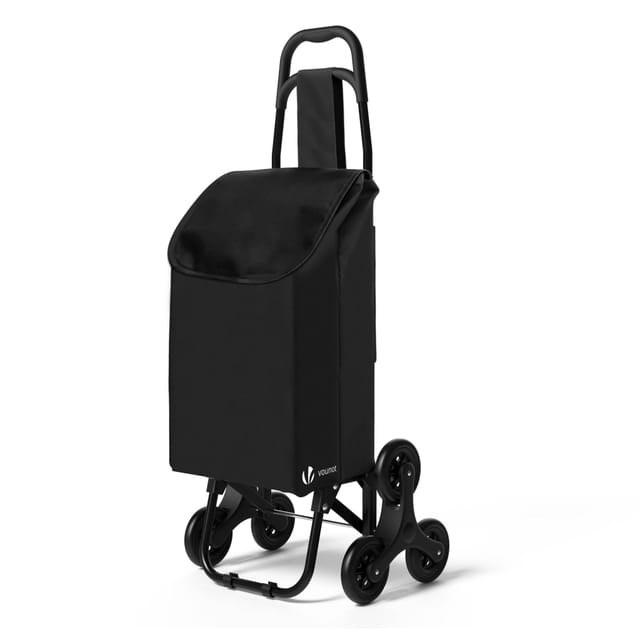 VOUNOT® Einkaufstrolley Klappbar mit 6 Räder, Treppensteiger 32L, Schwarz