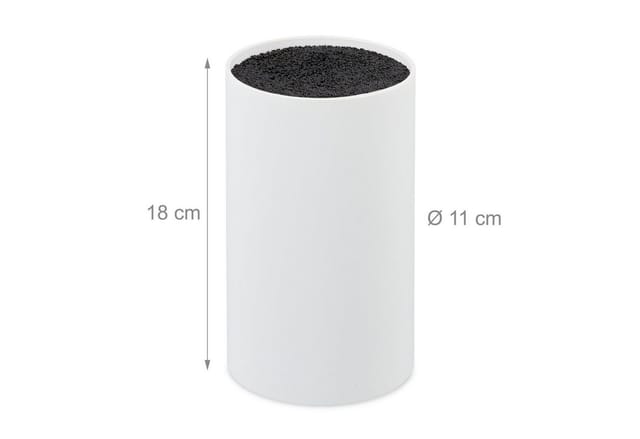 Messerblock unbestückt mit Borsten, ohne Messer, für 8 Messer aller Art, Messerhalter hd 18x11cm, weiß-schwarz - Relaxdays