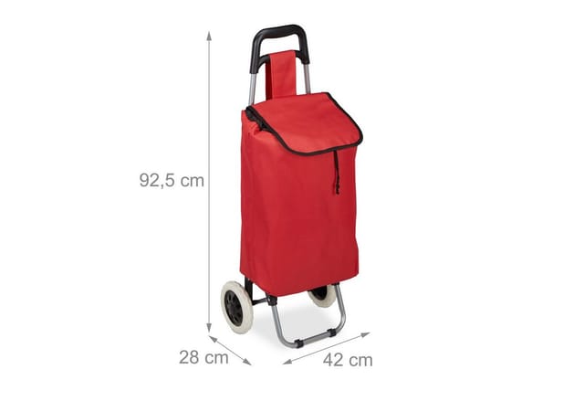Relaxdays - Einkaufstrolley klappbar, Abnehmbare Tasche 28 l, Einkaufswagen mit Rollen HxBxT: 92,5 x 42 x 28 cm, rot