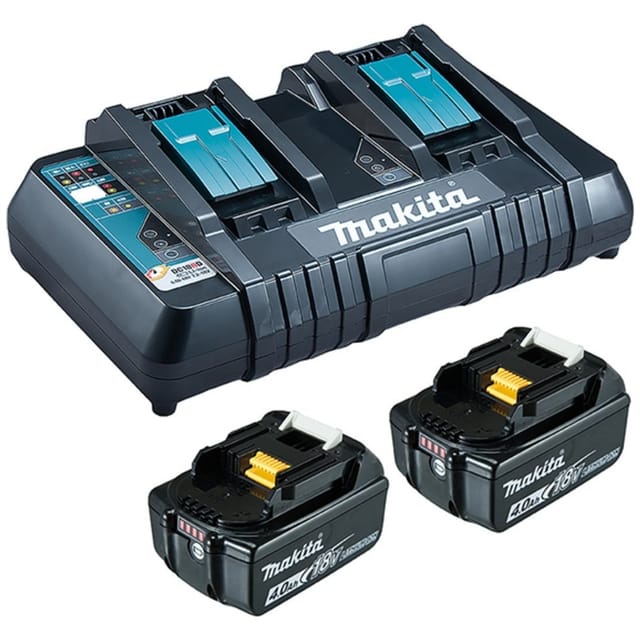 Power Source-Kit 18V, lxt, 18V, 2 Akkus BL1850B 4,0 Ah, 1 Doppel-Schnellladegerät DC18RD - Makita