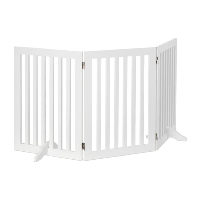 Absperrgitter, h x b: 70 x 154 cm, 3 Panel, faltbar, mit Füßen, verstellbares Hunde Schutzgitter, mdf, weiß - Relaxdays