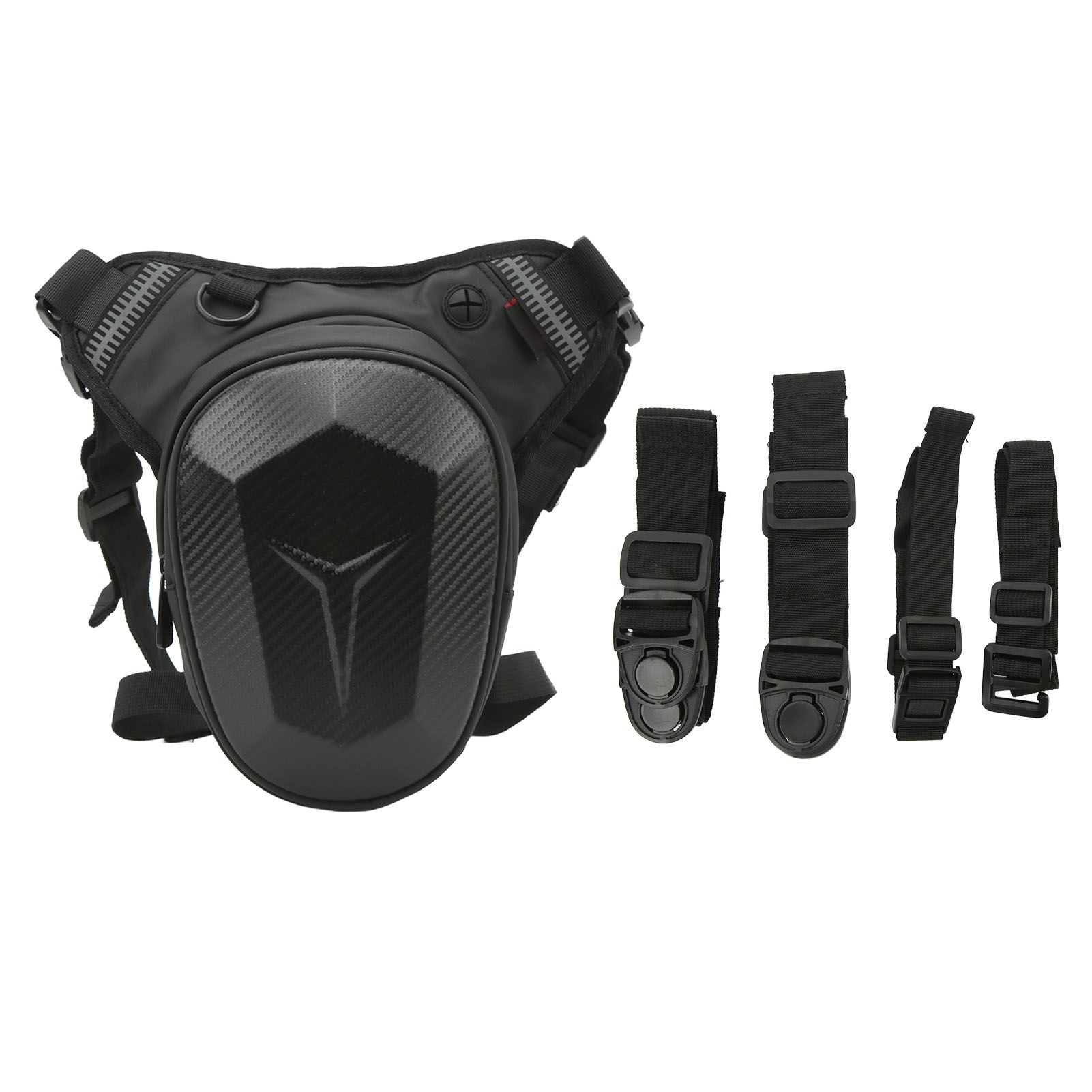 Motorrad-beintasche Mit Reflektierendem Streifen, Wasserabweisende Hüfttasche Für Outdoor-wandern, Reisen, Angeln, Karbonfaser-stil