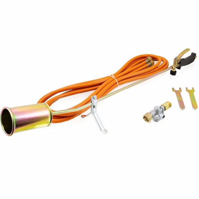 Bituxx Gasbrenner Abflammgerät Unkrautvernichter Brenner Dachbrenner 58Kw inkl. Druckminderer und Adapter 4 Bar