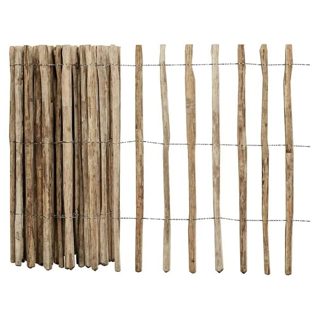 Staketenzaun 1,2x10m Gartenzaun Holzzaun Gartenteichzaun Rollzaun Haselnuss Zaun