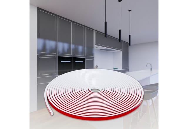 HEXIMO flexible selbstklebende Zierleiste Weiß 10M 12x6mm Ideal für Wand Decke Oberflächen Möbel: 10 Meter, Weiß