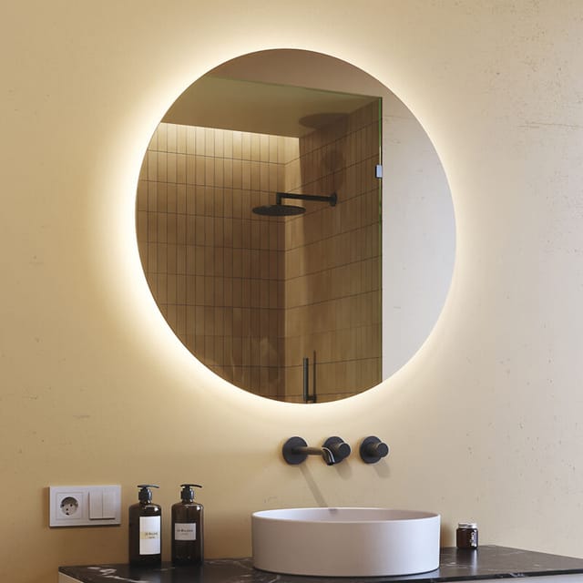 Artforma - Round Bathroom Mirror led 80cm, OKR082, Cold White Light 6000K