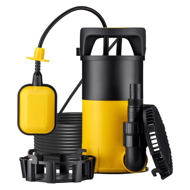 3 in 1 Flachsauger Tauchpumpe 550 w, Schmutzwasserpumpe 12500 l/h, Flachwasserpumpe mit Schwimmer, Flachsaugpumpe für Keller und Garten - Wiltec