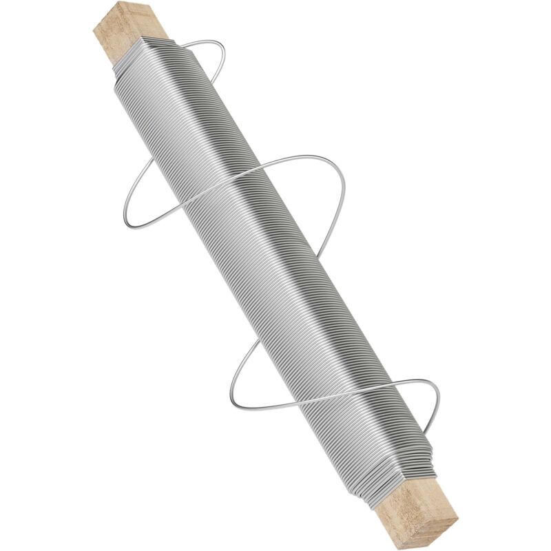 Wiltec - Basteldraht silberfarben verzinkt 0,7 mm x 33 m, Wickeldraht zum Basteln und Binden, Blumendraht aus Stahl, Draht mit Holzwickel,
