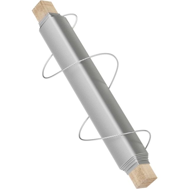 Wiltec - Basteldraht silberfarben verzinkt 0,7 mm x 33 m, Wickeldraht zum Basteln und Binden, Blumendraht aus Stahl, Draht mit Holzwickel,