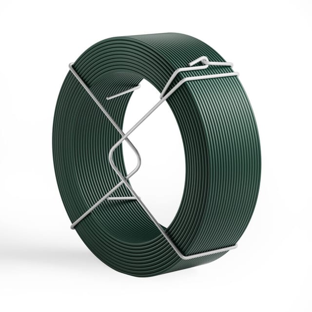 Wiltec - Gartendraht grün ø 1,6 mm x 50 m, Bindedraht Stahl verzinkt mit PVC-Beschichtung, Pflanzendraht mit Drahthalterung, flexibler Basteldraht
