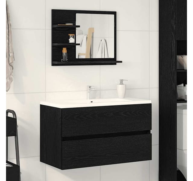 Badspiegel Schwarz Eichen-Optik 60x10,5x45 cm Holzwerkstoff Vidaxl