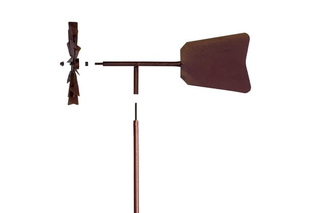 Metall Rost Windmühle mit Windfahne - 120 x 17 cm - Deko Gartenstecker Windrad