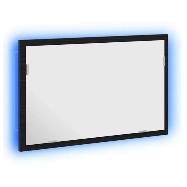Badspiegel mit LED-Leuchten Schwarz Eichen-Optik 60x8,5x37 cm Vidaxl