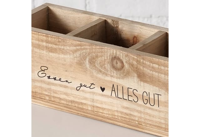 Spetebo - Holz Besteck Halter mit 3 Fächern - 28 x 9 cm - Vintage Küchen Organizer rechteckig