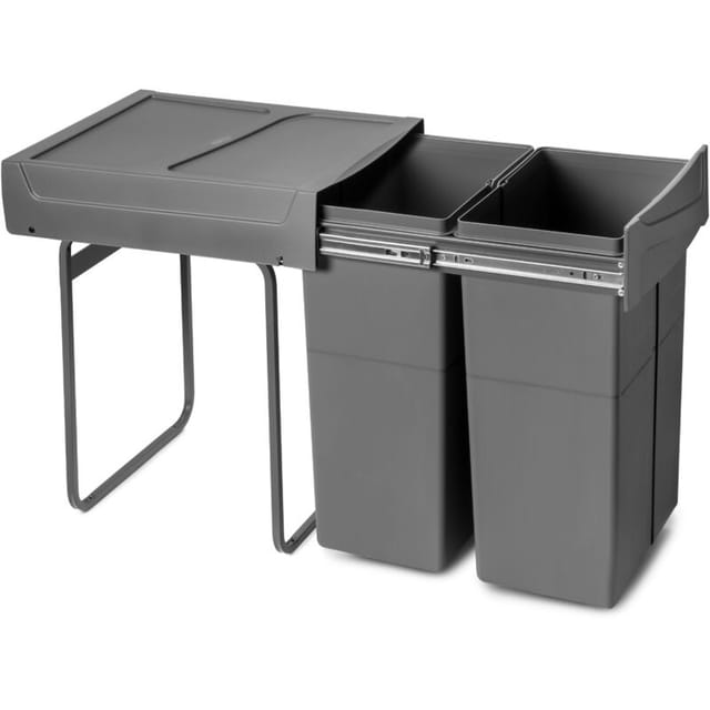 RecyclingRecyclingbehälterRecycle zur Bodenmontage und manuellen Entnahme in Küchenzeilen, 2x25l, Kunststoff anthrazitgrau - Emuca