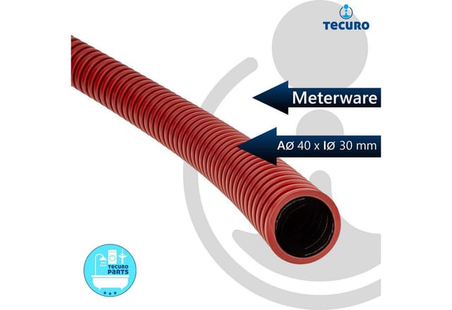 tecuro PE Kabelschutzrohr Ø 40 mm aussen x Ø 30 mm innen - 25 Meter, rot , Erdverlegung gem. DIN EN 50086-2-4