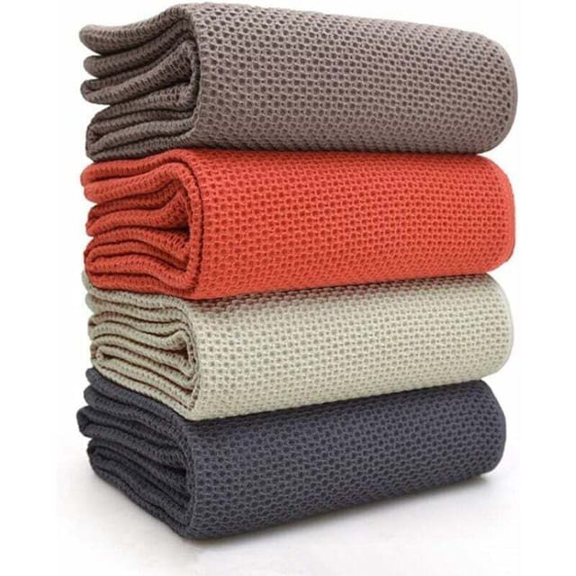 Küchentuch mit Waffelmuster, Geschirrtuch, Geschirrtücher, ideal für die Küche zu Hause, Reinigungstuch, 33 x 71 cm, 4er-Set, gemischte Farben