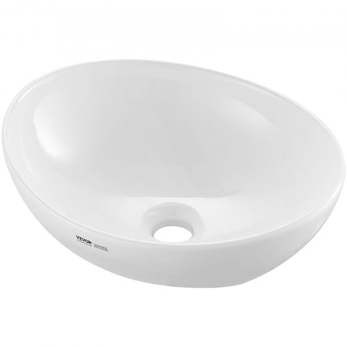 Ovales Aufsatzwaschbecken Waschbecken, 409 X 341 X 144 Mm, Badezimmer-aufsatzwaschbecken Über Der Theke, Keramikwaschbecken Moderner Stil, Für Toiletten, Hotels, Restaurants, Helles Weiß