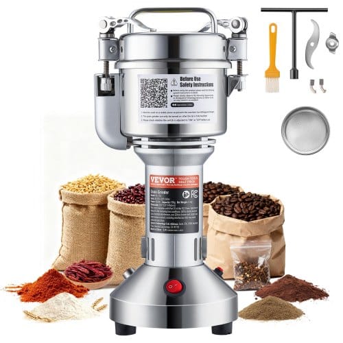 Elektrische Getreidemühle, Hochgeschwindigkeits-gewürzmühle Mit 850 W, Pulverisiermaschine Aus Edelstahl, Für Trockene Körner Gewürze Müsli Kaffee Mais Pfeffer 163 X 135 X 345 Mm
