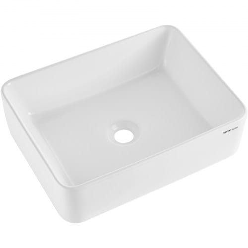 Rechteckiges Aufsatzwaschbecken Waschbecken, 482 X 373 X 135 Mm, Badezimmer-aufsatzwaschbecken Über Der Theke, Keramikwaschbecken Moderner Stil, Für Toiletten, Hotels, Restaurants, Helles Weiß