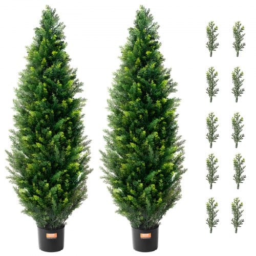 Künstlicher Formschnittbaum Aus Zeder, 121,9 Cm Hoch (2 Stück), Mit Zusätzlichen Blättern Und Topf, Künstliche Immergrüne Kiefern-zypressenpflanze, Uv-geschütztes Künstliches Grünset